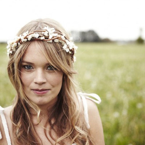 rustic flower bridal crown (adjustable) 'adeline'