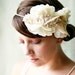 ivory flower and feather bridal halo 'first sight'