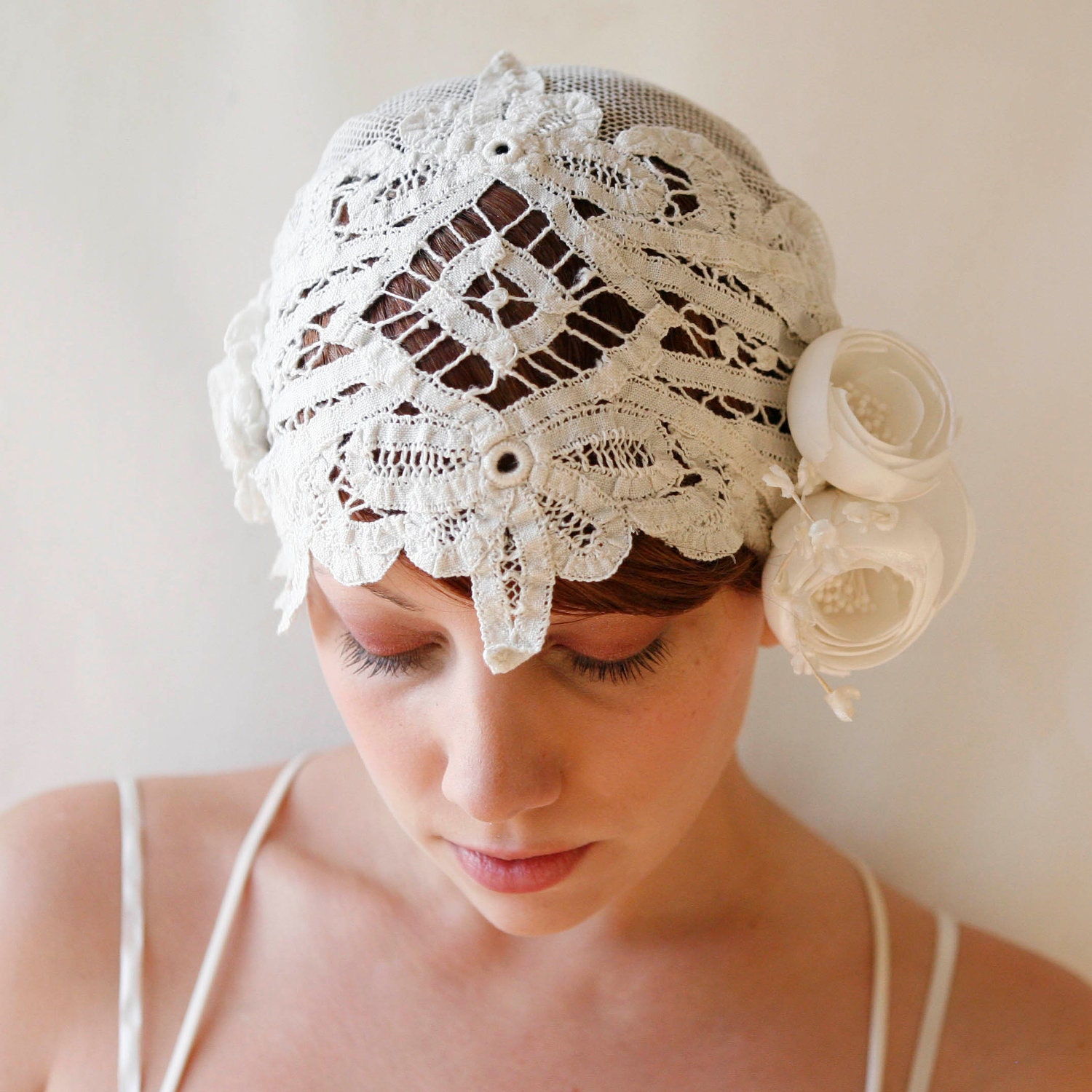bridal headpiece 'CHRISTINE' wedding accessories, flapper inspired