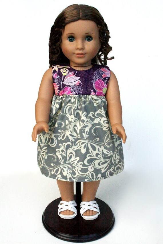 American Girl Doll Clothes - The Rose Ballad Collection, A Babydoll Jumper in Rhythmic Gray, Made To Order
