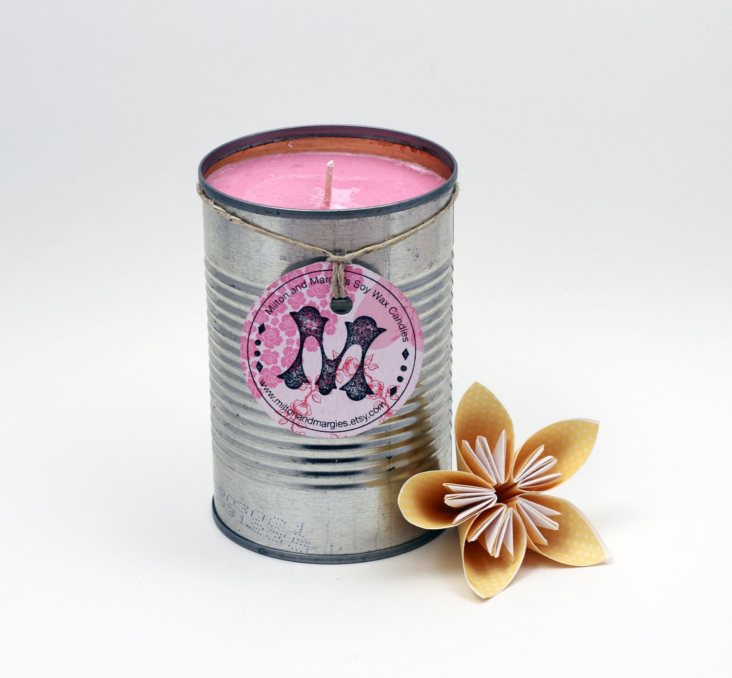Pink Grapefruit Soy Wax Candle in a Reused Can