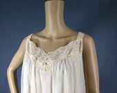 SALE 60s Cream Chiffon Waltz Gown, 42 - Vintage Lingerie