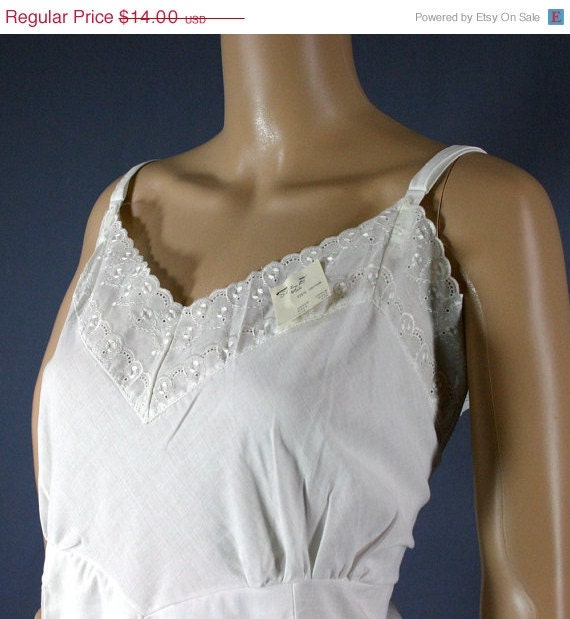 SALE 50s Corliss Shadow Panel Cotton Full Slip Deadstock, 42 - Vintage Lingerie