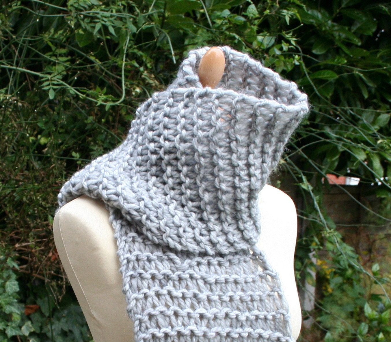 Wide And Grey Chunky Unisex Scarf