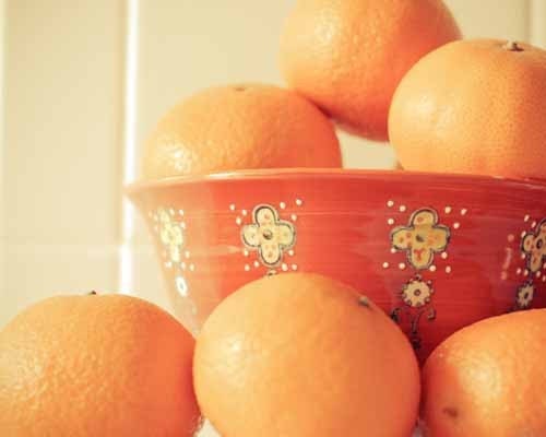 Orange fruit . kitchen wall art . retro style  culinary print . modern food photography . Tangerine Dream