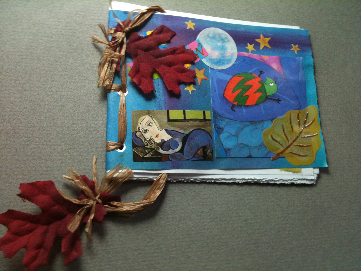 Lovely Little Journal with Red Leaves and Bookmark