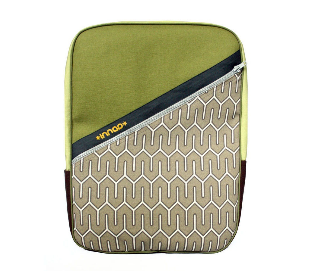 Leaf Beige Brown Zig Zag Cotton / Vinyl Backpack