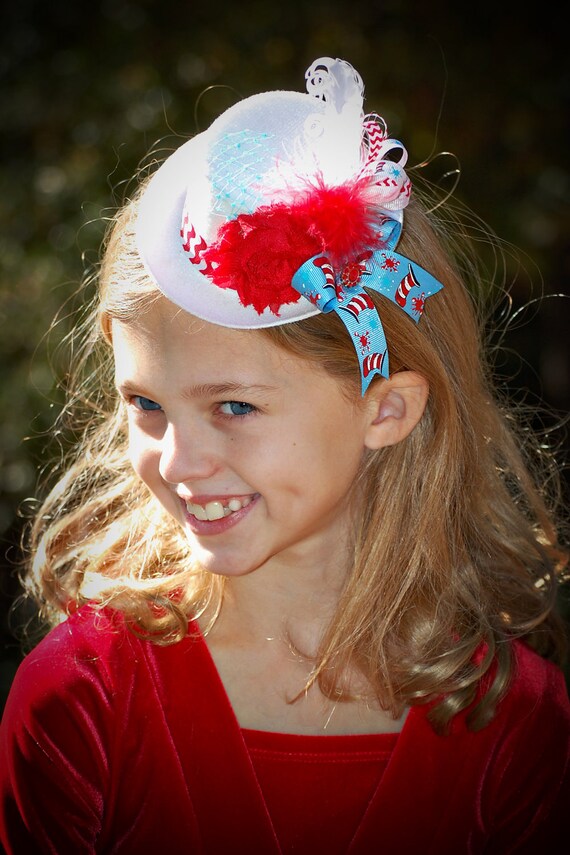 Dr Seuss Cat in the Hat themed Mini Top Hat Fascinator  photo prop headpiece pageant