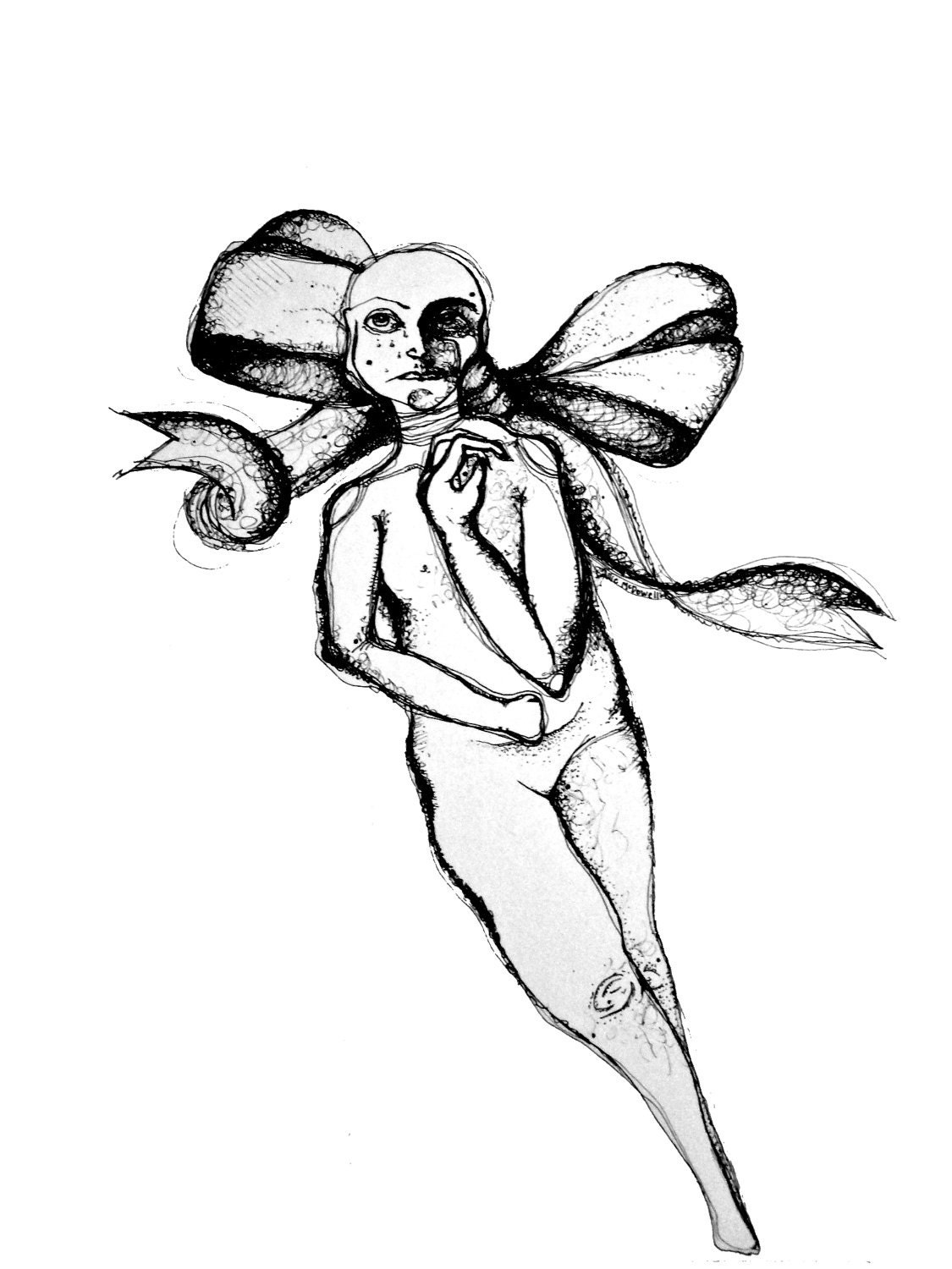 Androgynous Woman Tied with a Beautiful Ribbon