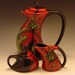 Tea Set - Pear Funky Tea Pot, Cream & Sugar - Colorful Handpainted Green Pear Pottery for Serving Modern Home Decor Gift P-369, P-374