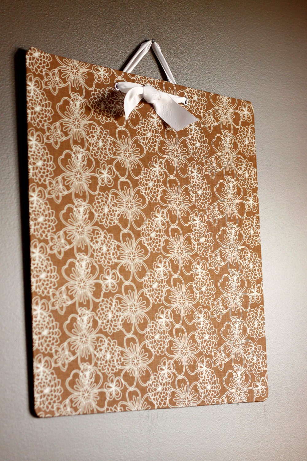 Magnet Board (Extra Large 20x20) - Magnetic Memo Board - Bulletin Board - Flowers in Tan - READY To Ship