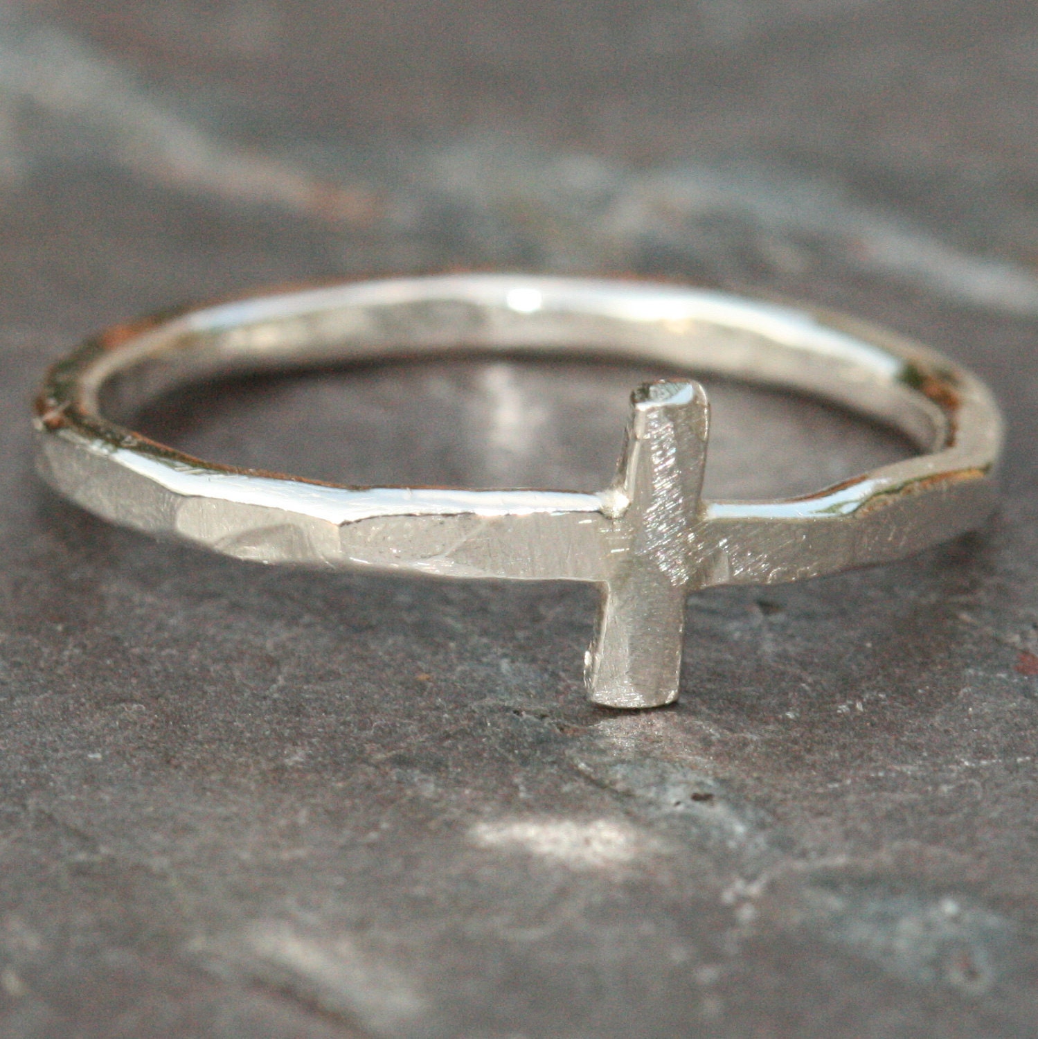 Cross Ring Fine Silver US Size 5.75 or 5 3/4 Maggie McMane Designs Ready to Ship