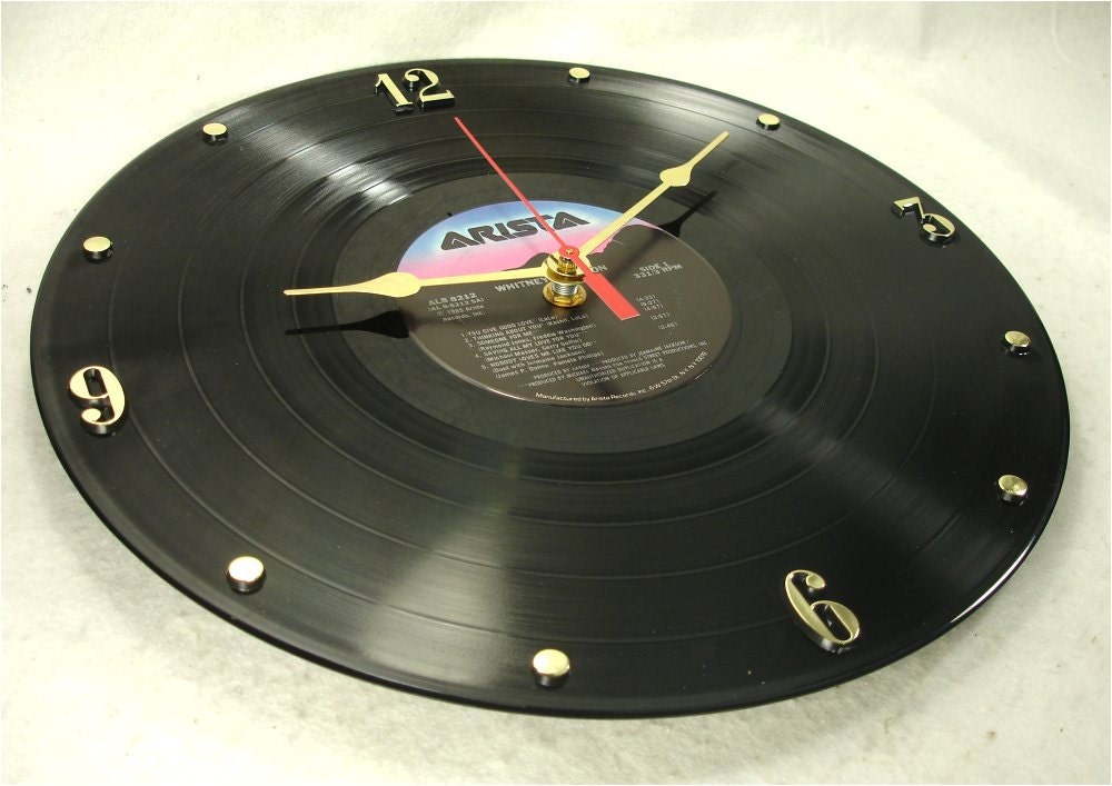 WHITNEY HOUSTON Recycled Vinyl Record Wall Clock - Self Titled Debut 1985