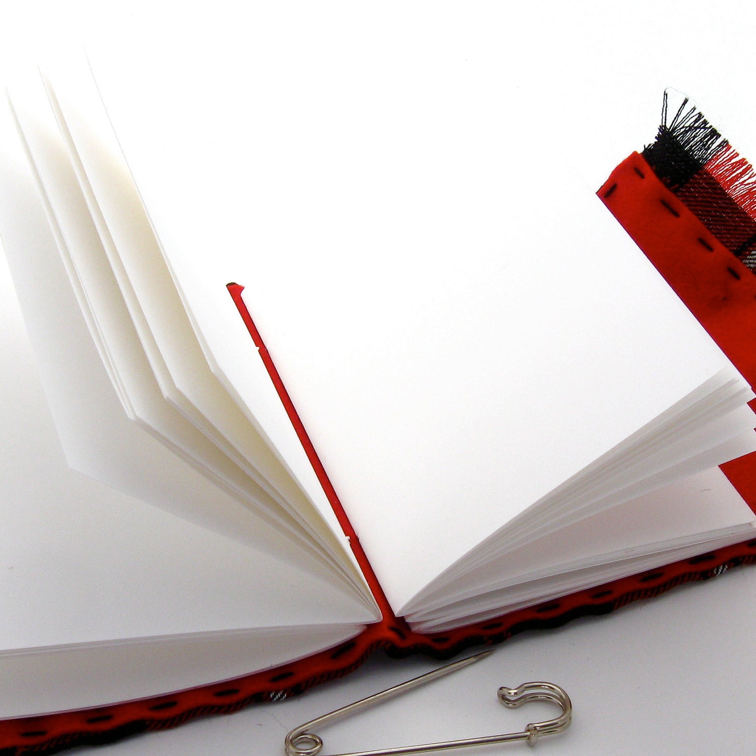 Scottish Tartan Kilt Journal and Sketchbook in Red, Black, and White Plaid
