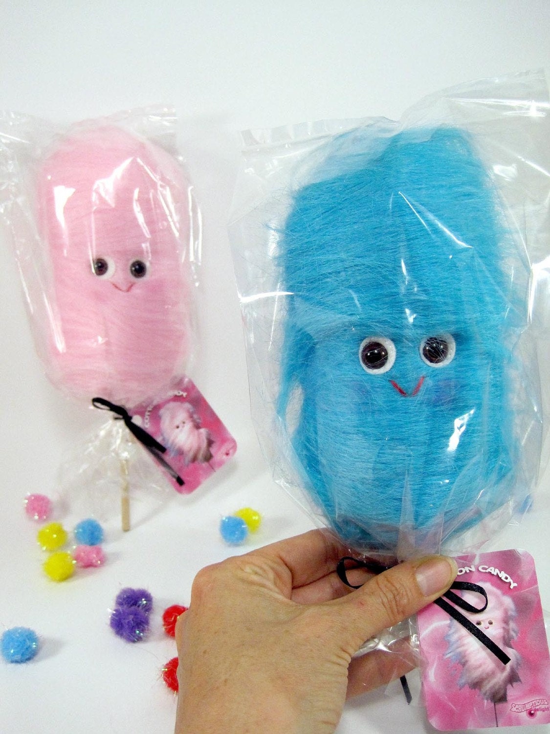Two little cotton candies...one pink and one blue