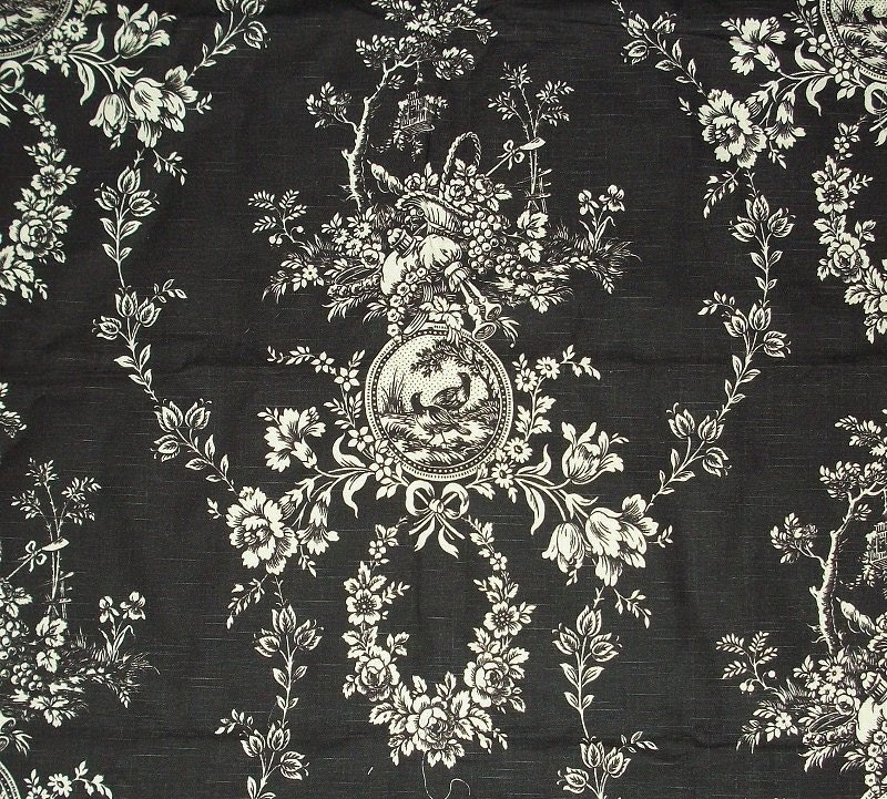 Items similar to Classic WAVERLY TOILE Decorator FABRIC Black and