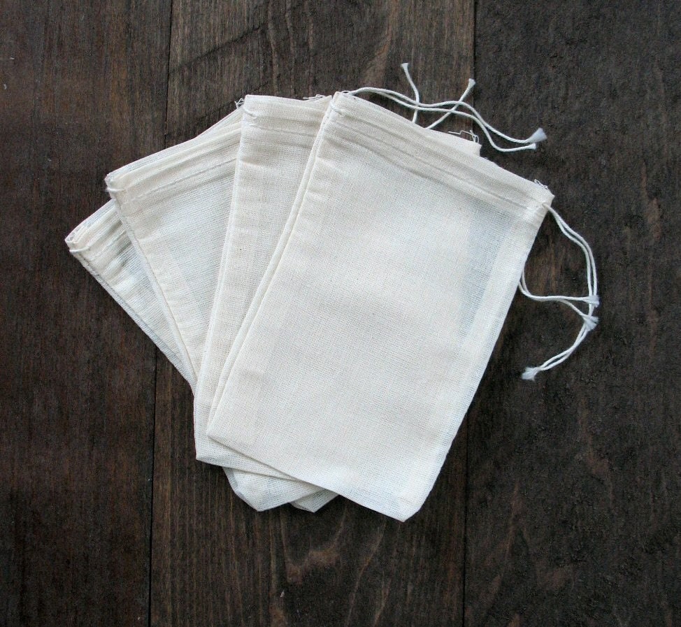 100 4x6 Cotton Muslin Drawstring Bags Bath Soap Herbs