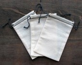 50 3.25x5  Black Hem and Black Cotton Muslin Double Drawstring Bags