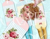 Paper Doll Bookmark - Digitial Download  - Altered Art -  Collage Sheet - U Print Format - Vintage Paperdoll 1BOOK
