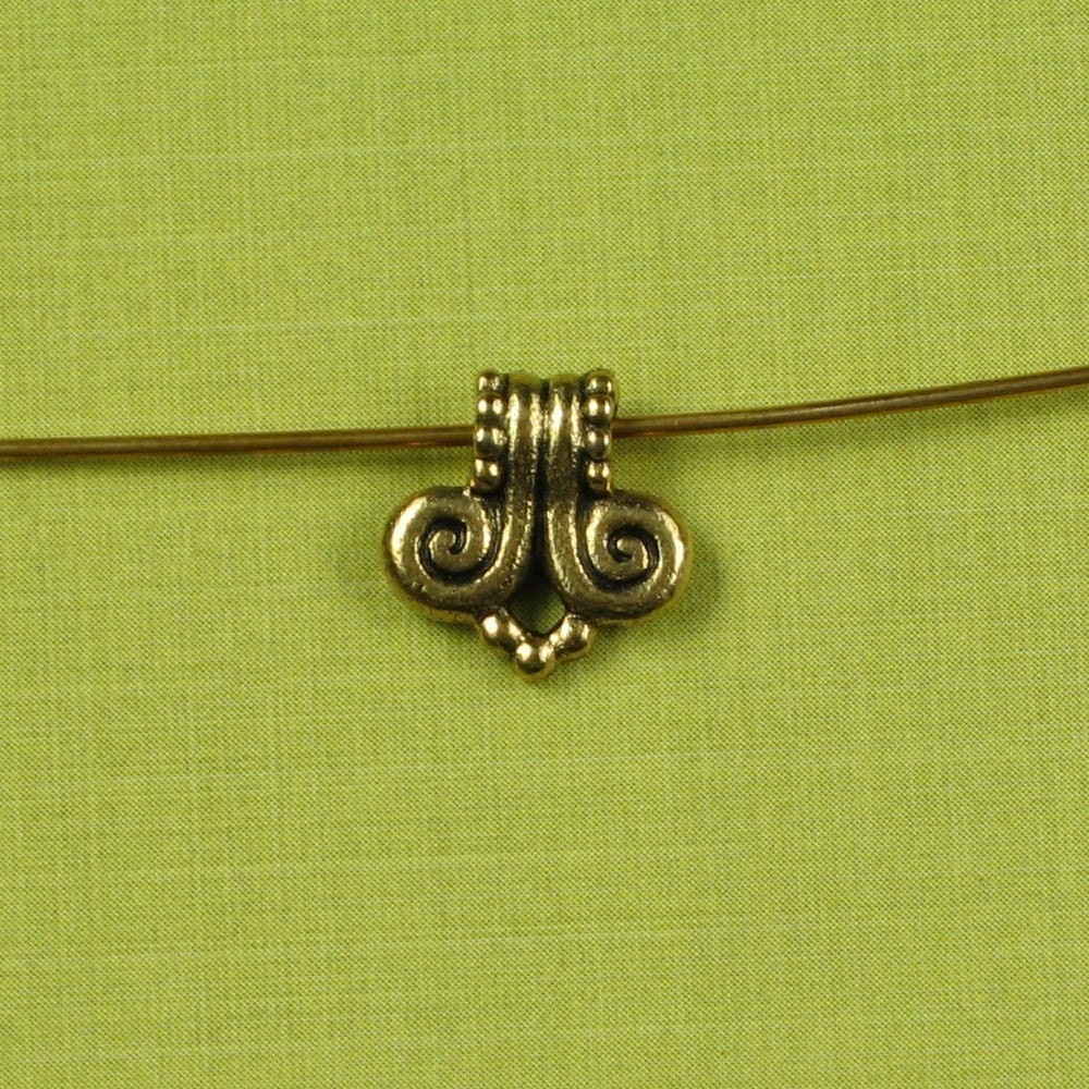 6 Antique Gold Pewter Scroll Bails Jewelry Findings 540