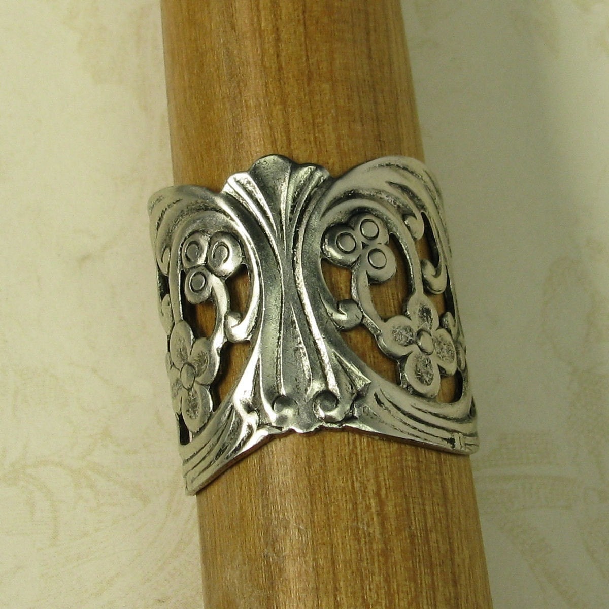 3 Pcs Adjustable Antique Silver Plated Brass Filigree Jewelry Finger Ring Blank with Glue Pad 990