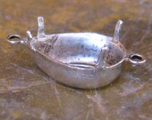 12 Pcs 14x10 Pear Prong Setting with 2 Rings Antique Silver 1325
