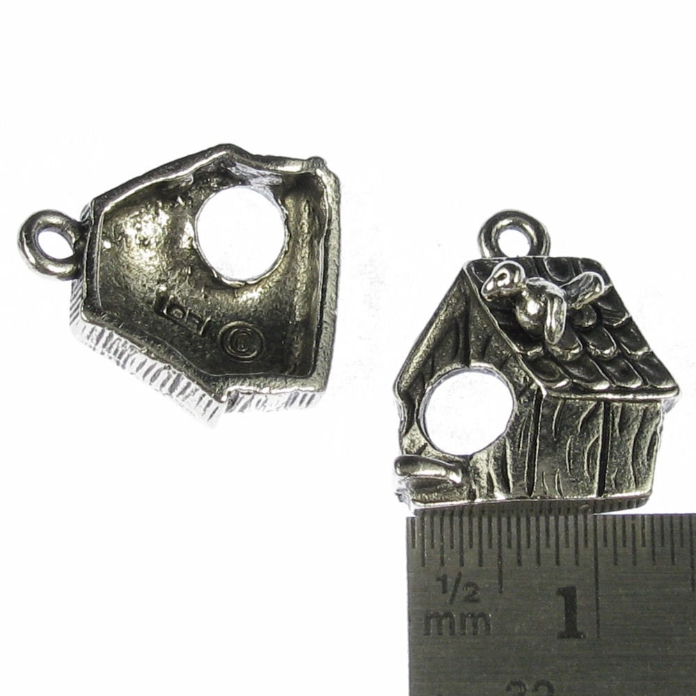 Bird House Charm Pendant in Antique Silver Jewelry DIY 1018