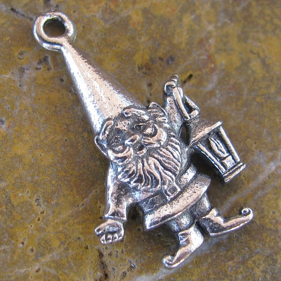 Antique Silver Gnome Pewter Charms for Jewelry by originalfindings