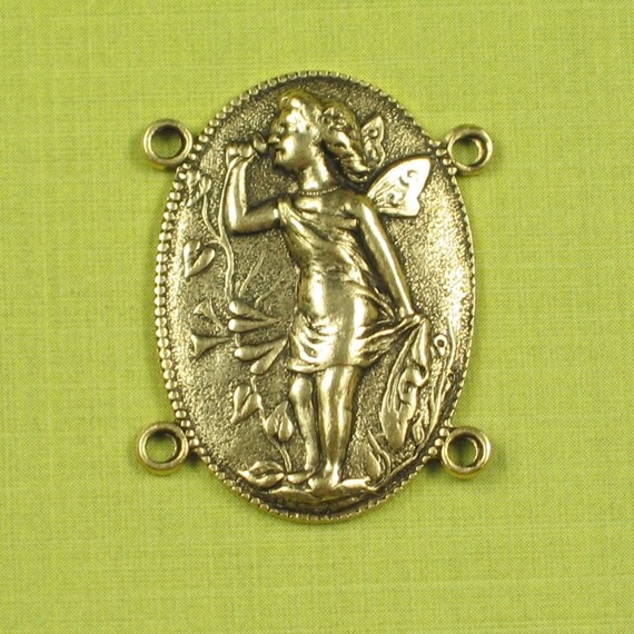 6 New Antiqued Gold Fairy 4 Hole Connector Jewelry Findings 433