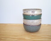 Instant Collection Stoneware Pottery Bowl Set - Sea Mist Fog and Creamy Peach Glazes