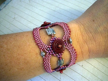 Wine and Roses Disc Bracelet