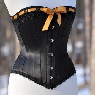 Black Overbust Corset, Erotic Lingerie, Tightlacing