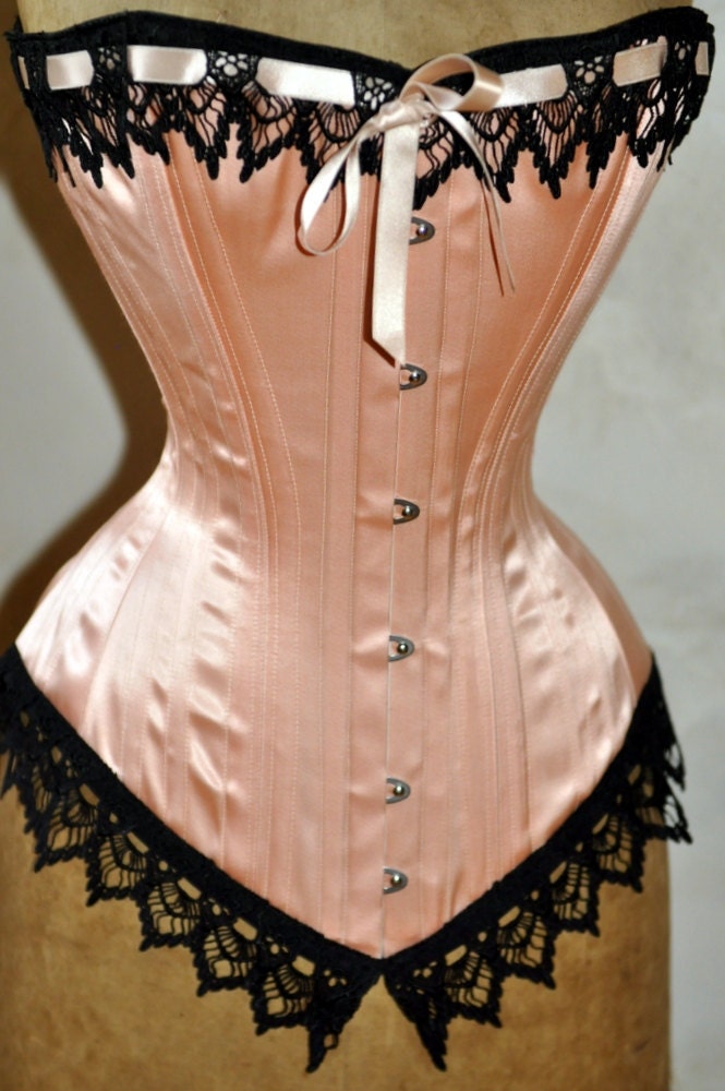Victorian Corset, Satin Lingerie,  Boned, Pin Up