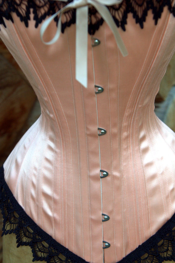 Victorian Corset, Satin Lingerie,  Boned, Pin Up