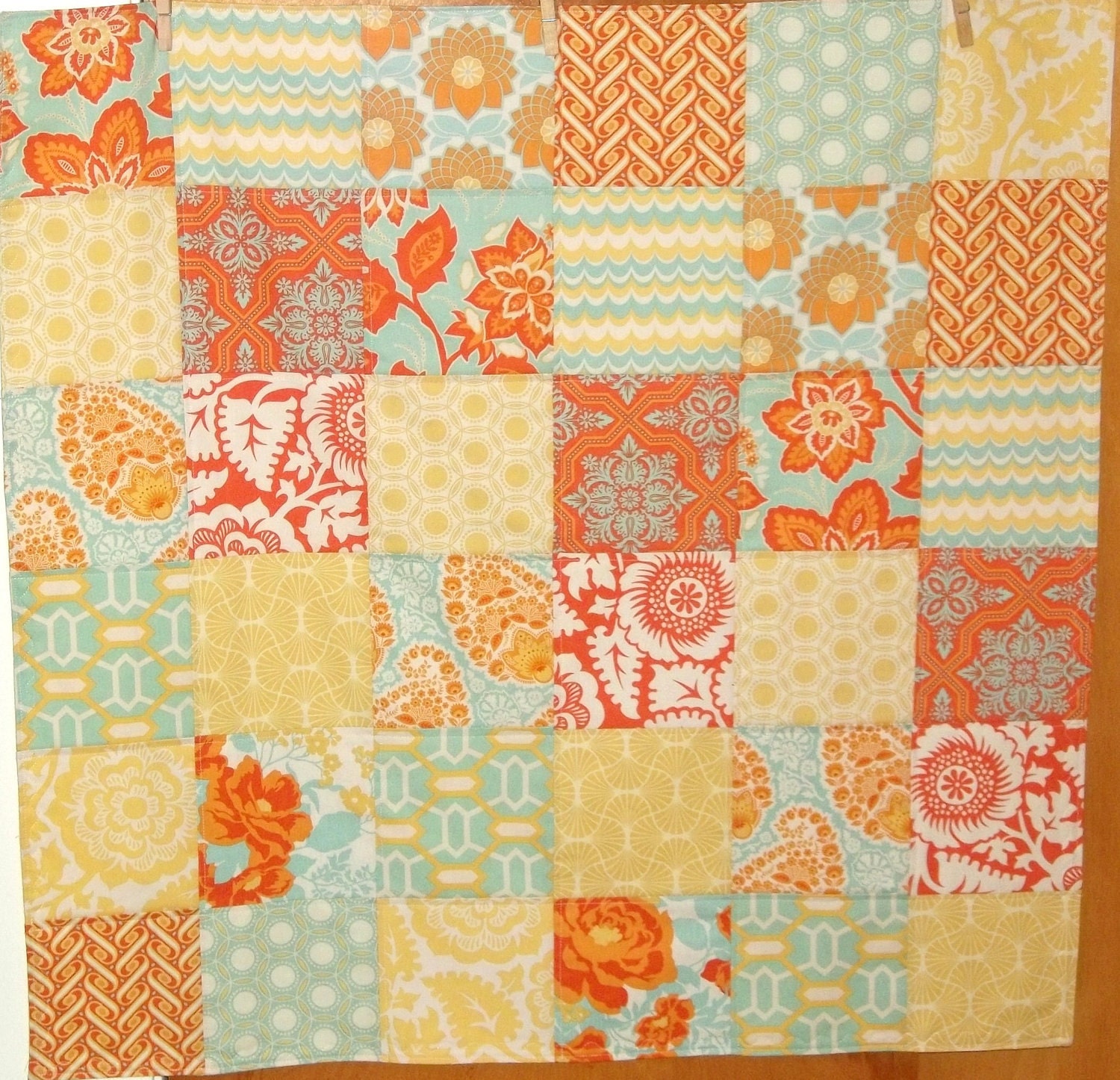 Modern Patchwork Baby Blanket Crib Blanket  - Eclectic made with the Heirloom Citrine Collection by Joel Dewberry - Soft flannel back