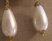 Vtg. Miriam Haskell Large Baroque Pearl Earrings