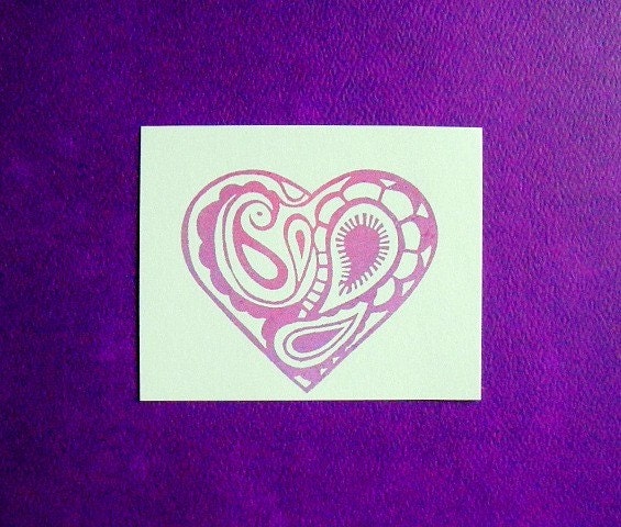 paisley heart clear polymer stamp