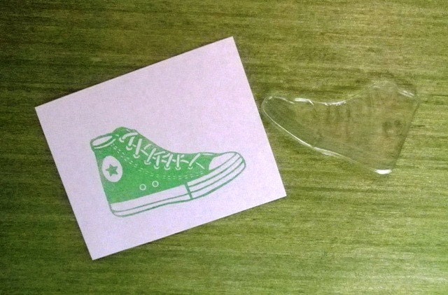 converse style high top sneaker clear polymer rubber stamp