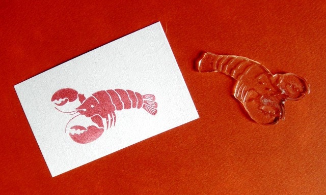 crawdad/crayfish clear polymer rubber stamp