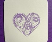 steampunk style heart with gears clear polymer rubber stamp set