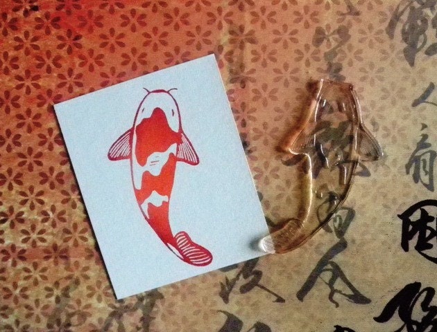koi fish clear polymer rubber stamp