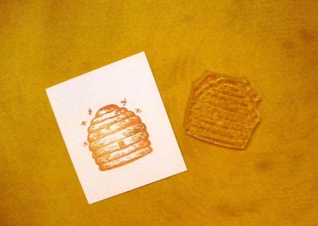 beehive with bees clear polymer rubber stamp