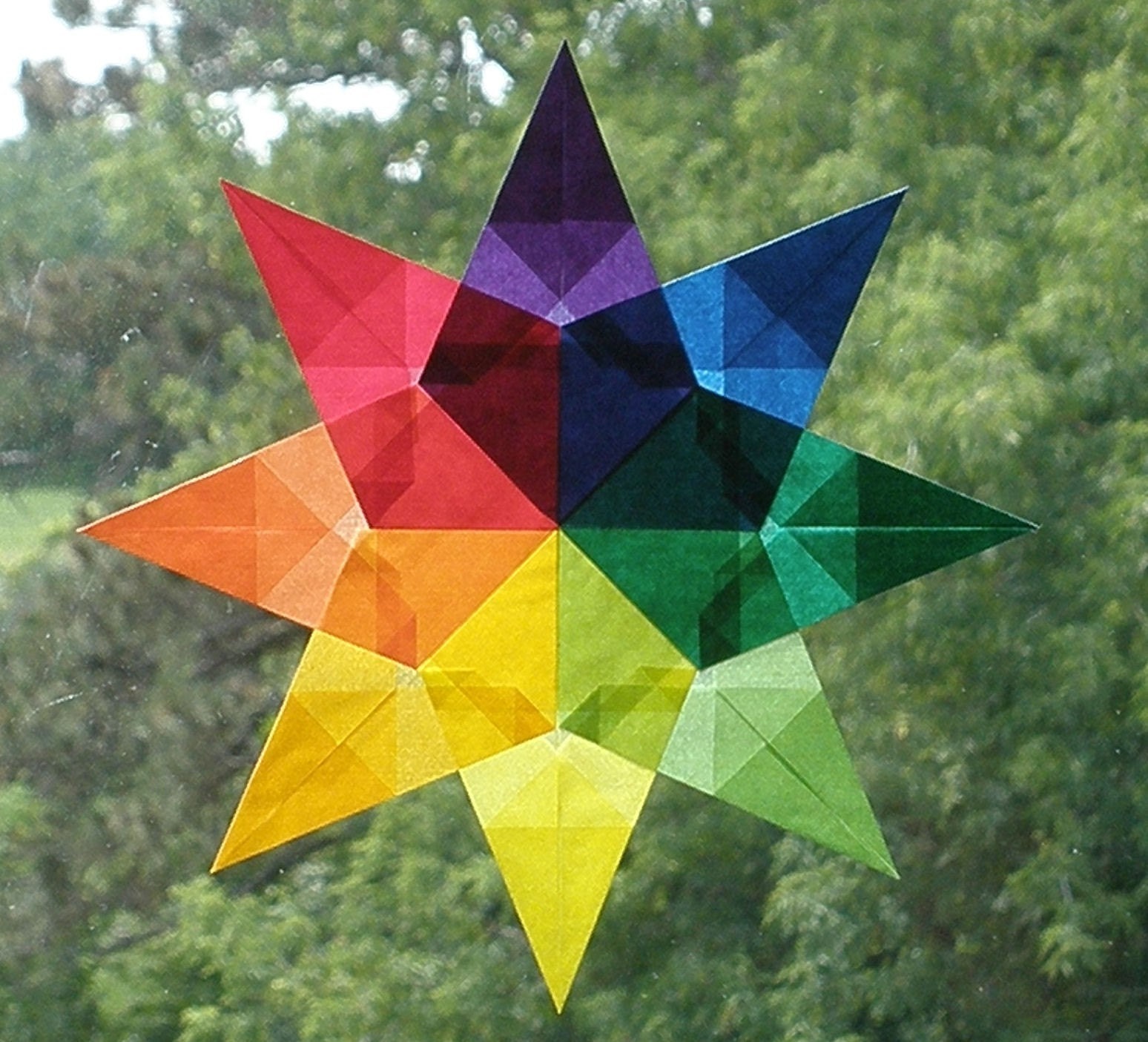 Rainbow Mandala Waldorf Window Star