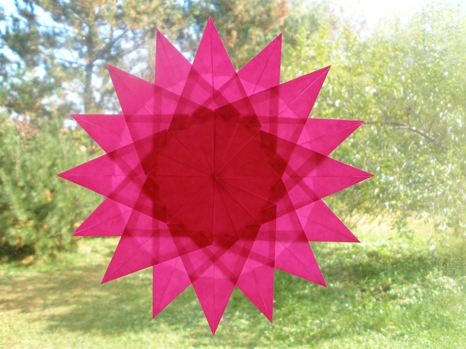 16-Pointed Pink Window Star Suncatcher