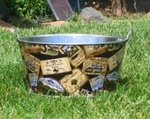 Drink and Beverage Tub Large Round Galvanized Party Tub Vintage Wine Labels