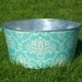 Aqua Leanika Damask Large Round Galvanized Party Tub