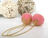 Wool Felted Earrings - Filigree Touched - Meli in Pink