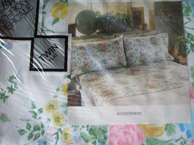 SALE-SALE Vintage Lady Pepperell Floral Twin Sheet Set In Original Package--Shipping Refund-Please Read