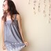 gray cotton and lace jumper with floral embroidery