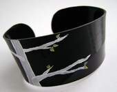 Wide Recycled Vinyl Record Cuff - Custom Painted